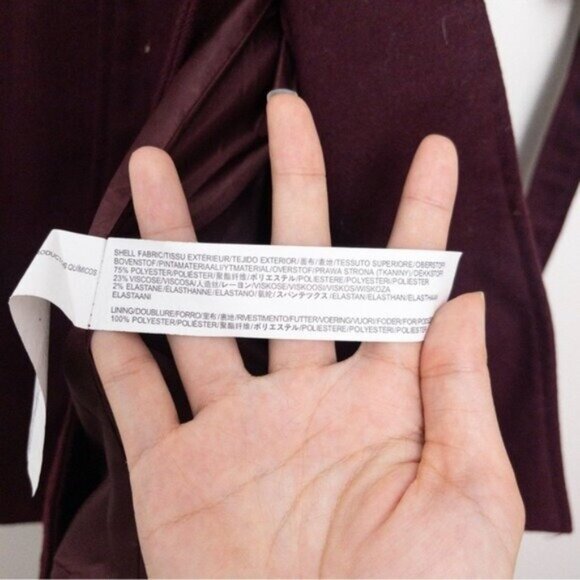 NEW J.O.A Belted Trench Coat S Burgundy Maroon Tie Cuff Double Breasted Utility - Picture 12 of 12